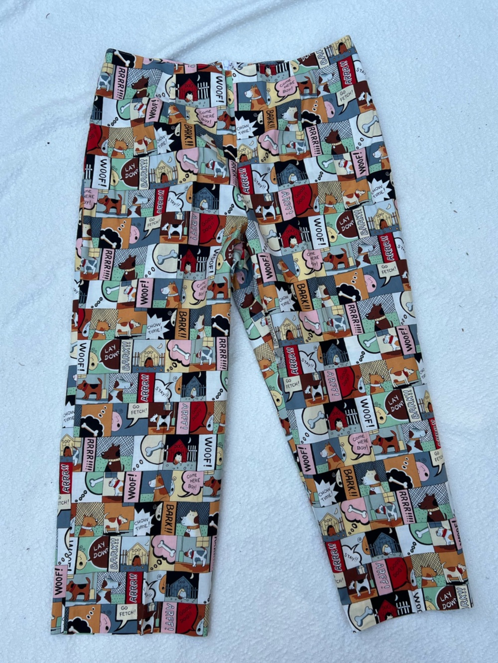 Vintage Pine Cove Dog Print Comic Pop Art Trousers‎ Pants USA Made NWT Women 14